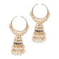 Stunning White Hoops Earrings With Jhumki - Rajwada