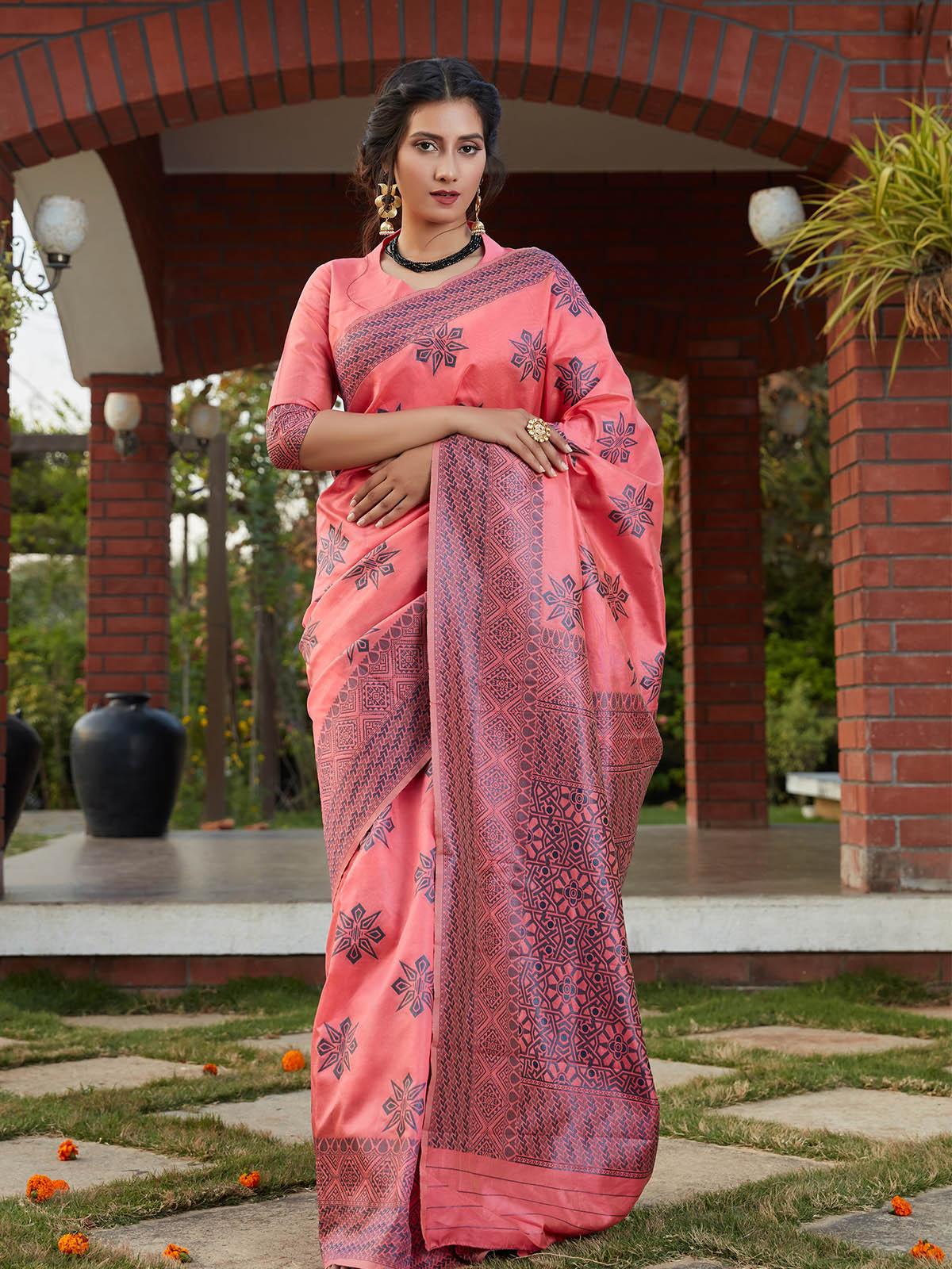 Stunning Woven Dark Pink Banarasi Silk Saree - Rajwada