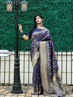 Stunning Woven Navy Banarasi Silk Saree - Rajwada