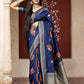 Stunning Woven Navy Banarasi Silk Saree - Rajwada