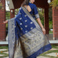 Stunning Woven Navy Banarasi Silk Saree - Rajwada