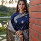 Stunning Woven Navy Banarasi Silk Saree - Rajwada