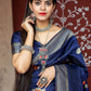 Stunning Woven Navy Banarasi Silk Saree - Rajwada