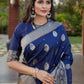 Stunning Woven Navy Banarasi Silk Saree - Rajwada