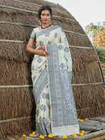 Stunning Woven Off-White Banarasi Silk Saree - Rajwada