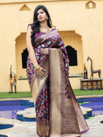 Stunning Woven Purple Banarasi Silk Saree - Rajwada