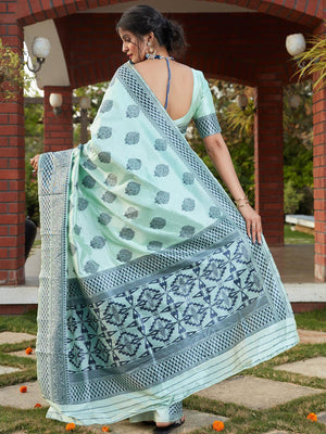 Stunning Woven Turquoise Blue Banarasi Silk Saree - Rajwada