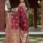 Stunning Woven Wine Banarasi Silk Saree - Rajwada