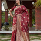 Stunning Woven Wine Banarasi Silk Saree - Rajwada