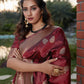 Stunning Woven Wine Banarasi Silk Saree - Rajwada