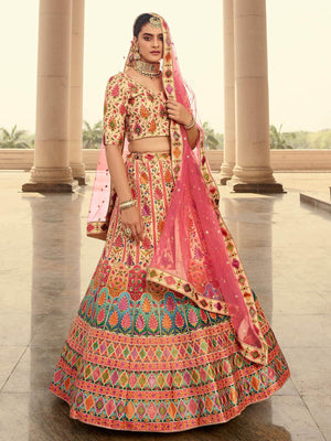 Stylish Beige Art Silk Lehenga Choli Set - Rajwada