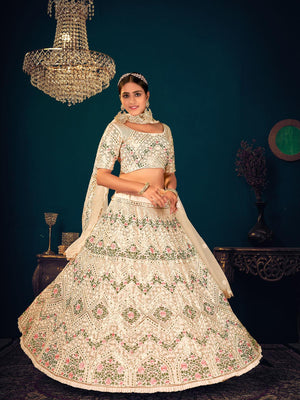 Stylish Beige Georgette Lehenga Set - Rajwada