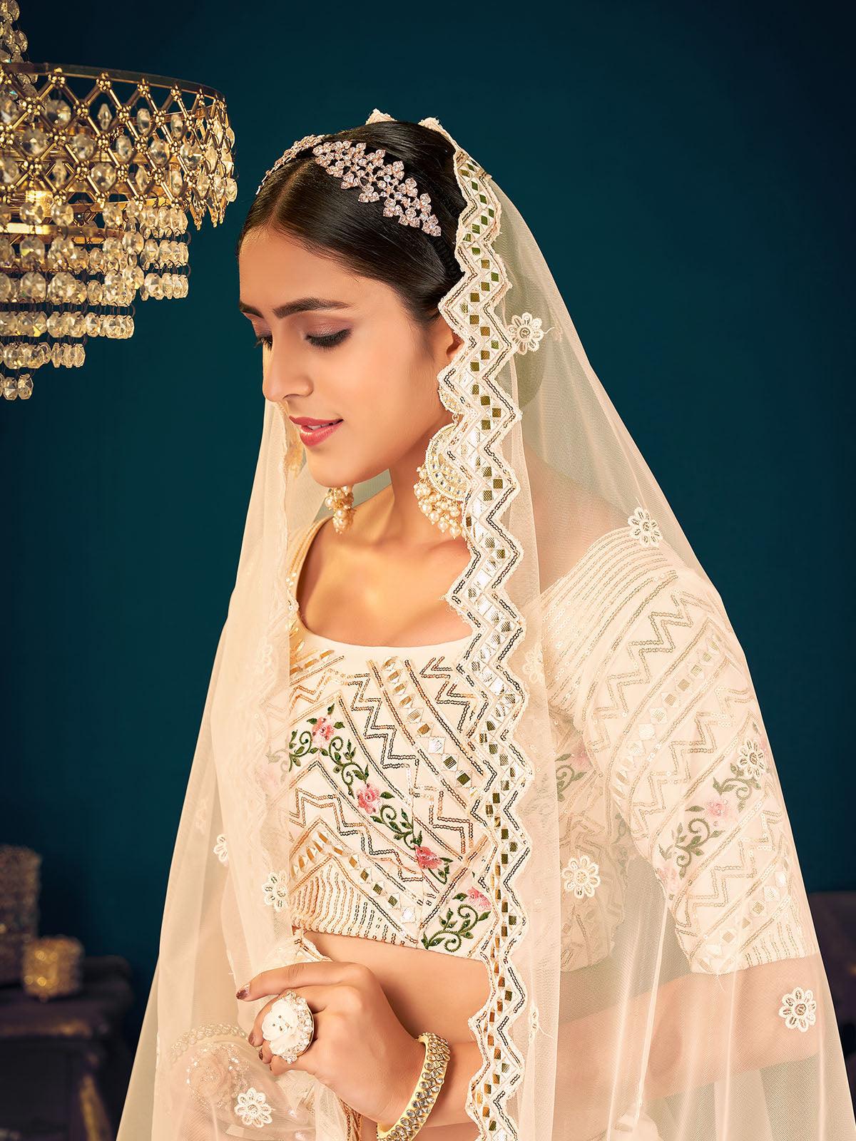 Stylish Beige Georgette Lehenga Set - Rajwada