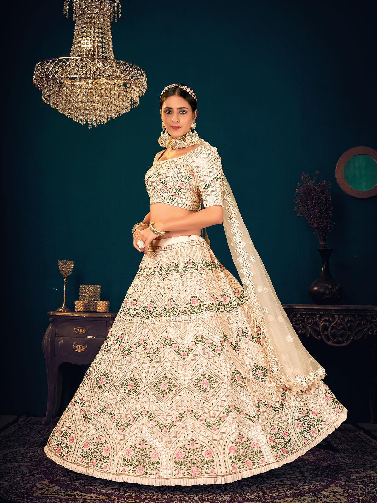 Stylish Beige Georgette Lehenga Set - Rajwada