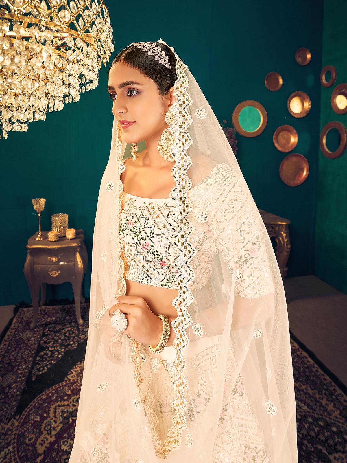 Stylish Beige Georgette Lehenga Set - Rajwada