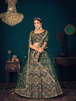 Stylish Dark Green Georgette Lehenga Set - Rajwada