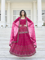Stylish Deep Pink Chinon Chiffon Lehenga Choli Set - Rajwada