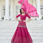 Stylish Deep Pink Chinon Chiffon Lehenga Choli Set - Rajwada