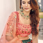 Stylish Green And Orange Art Silk Lehenga Set - Rajwada