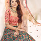 Stylish Green And Orange Art Silk Lehenga Set - Rajwada