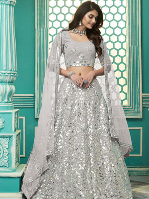 Stylish Grey Georgette Lehenga Set - Rajwada