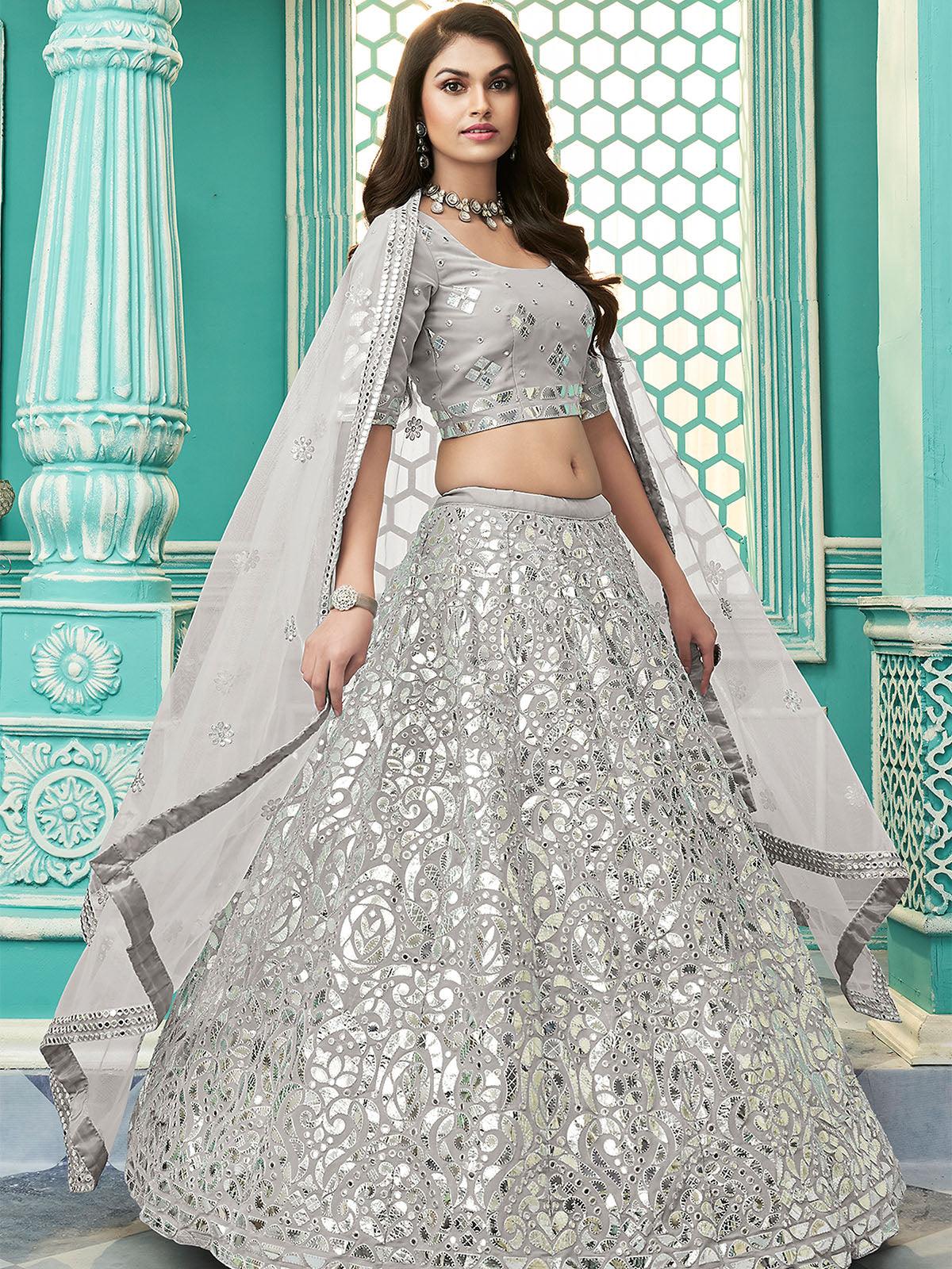 Stylish Grey Georgette Lehenga Set - Rajwada