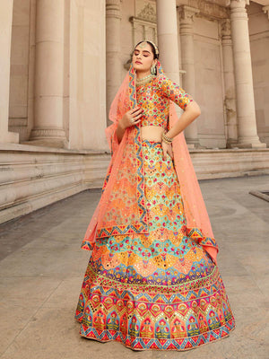 Stylish Multi Colored Art Silk Lehenga Choli Set - Rajwada