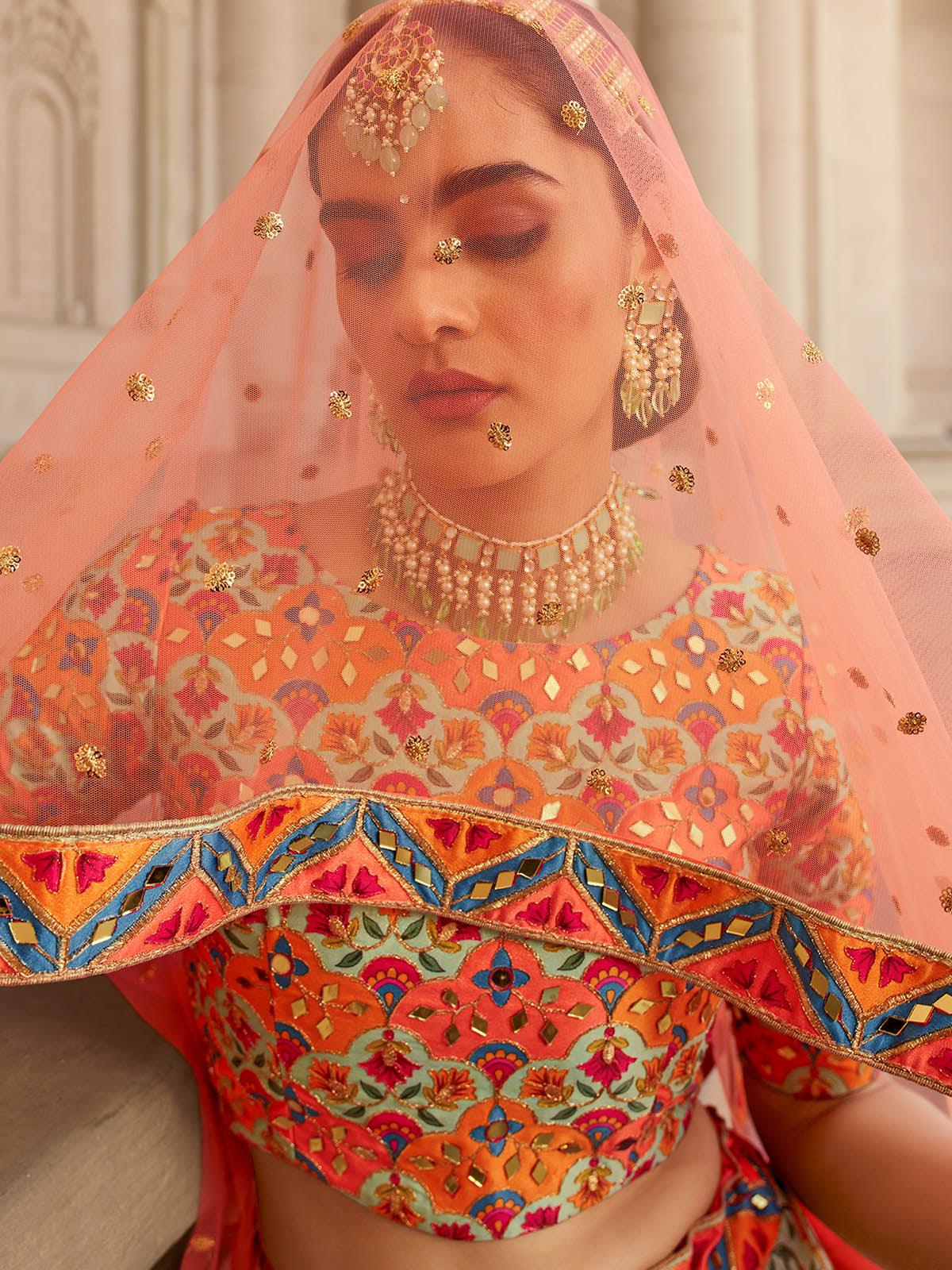 Stylish Multi Colored Art Silk Lehenga Choli Set - Rajwada