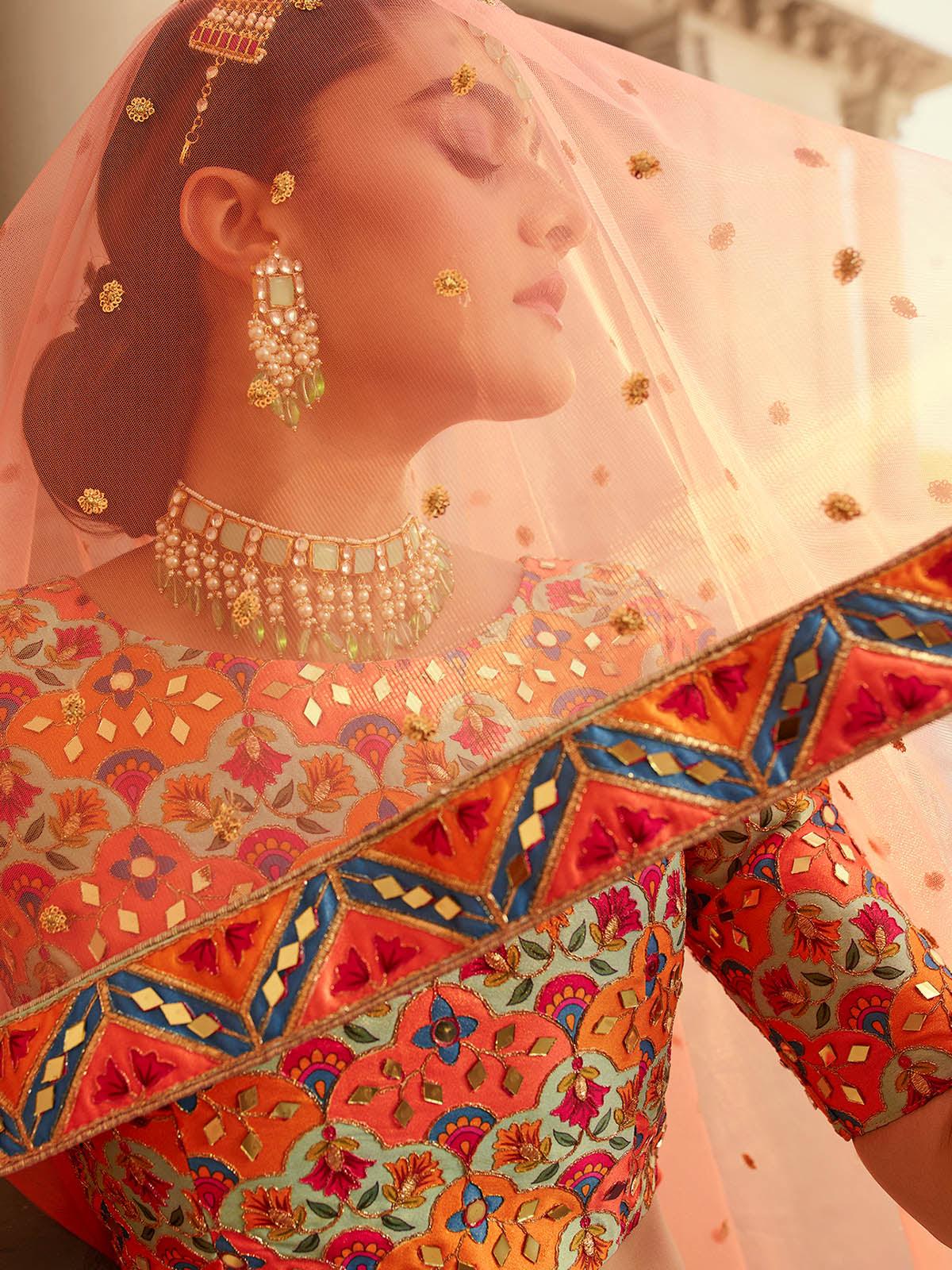 Stylish Multi Colored Art Silk Lehenga Choli Set - Rajwada