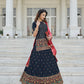 Stylish Navy Blue Chinon Chiffon Lehenga Choli Set - Rajwada
