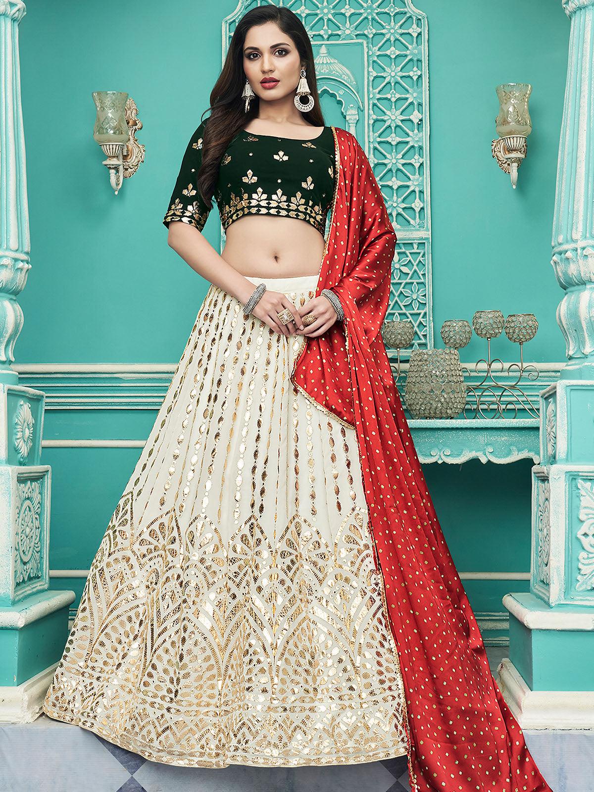 Stylish Off White Georgette Lehenga Set - Rajwada