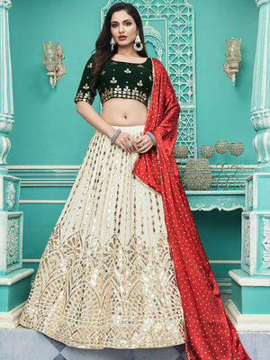 Stylish Off White Georgette Lehenga Set - Rajwada