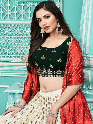 Stylish Off White Georgette Lehenga Set - Rajwada