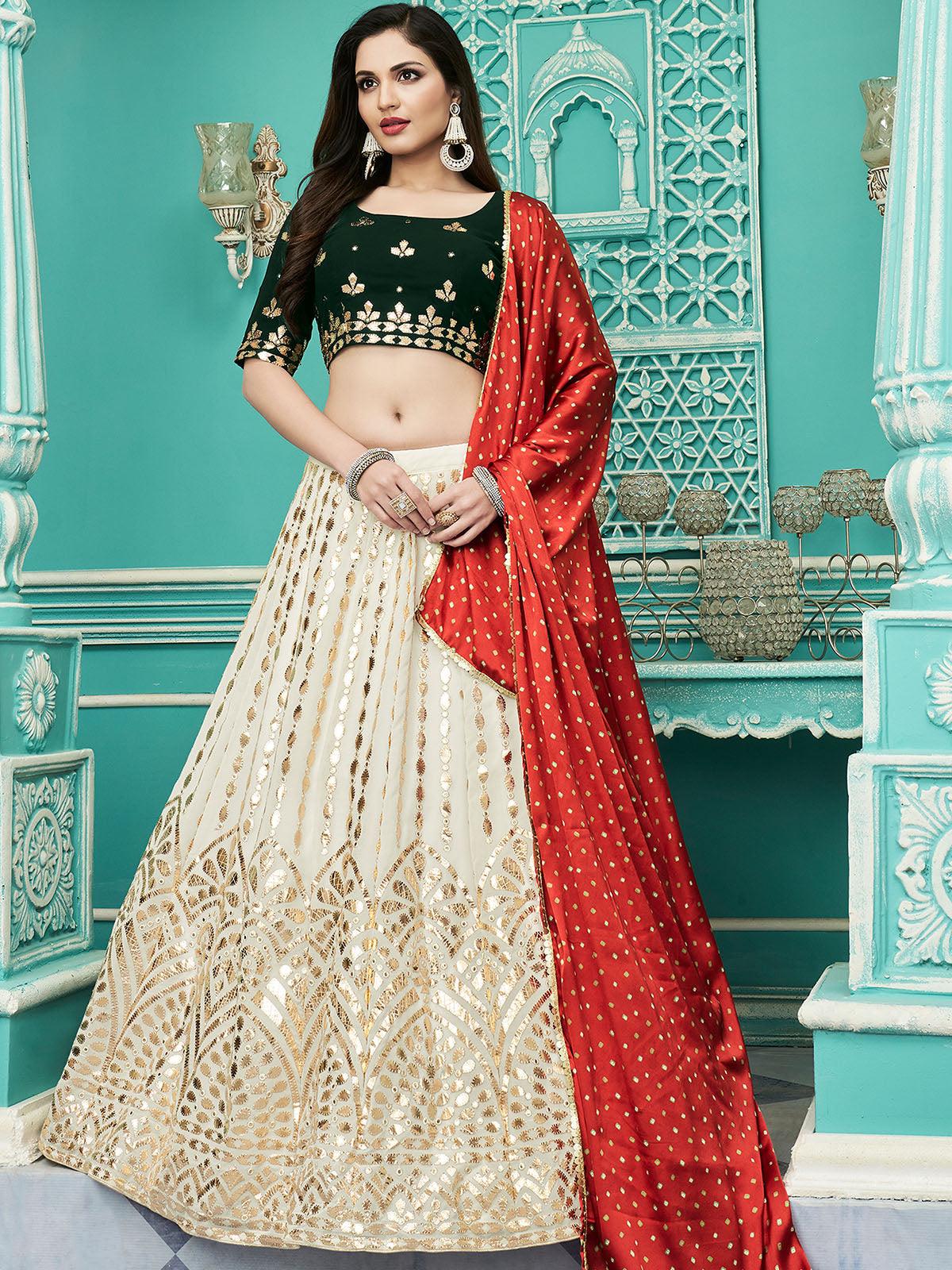 Stylish Off White Georgette Lehenga Set - Rajwada
