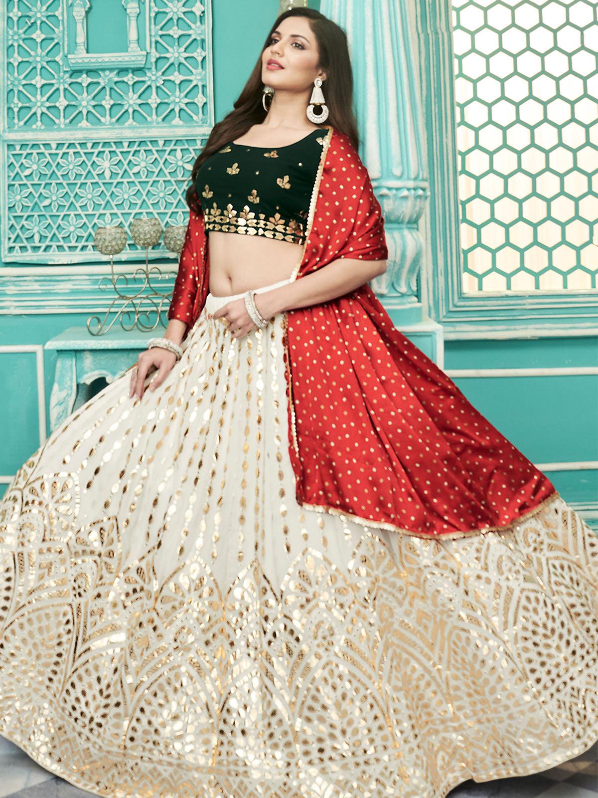 Stylish Off White Georgette Lehenga Set - Rajwada