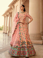 Stylish Peach Art Silk Lehenga Choli Set - Rajwada