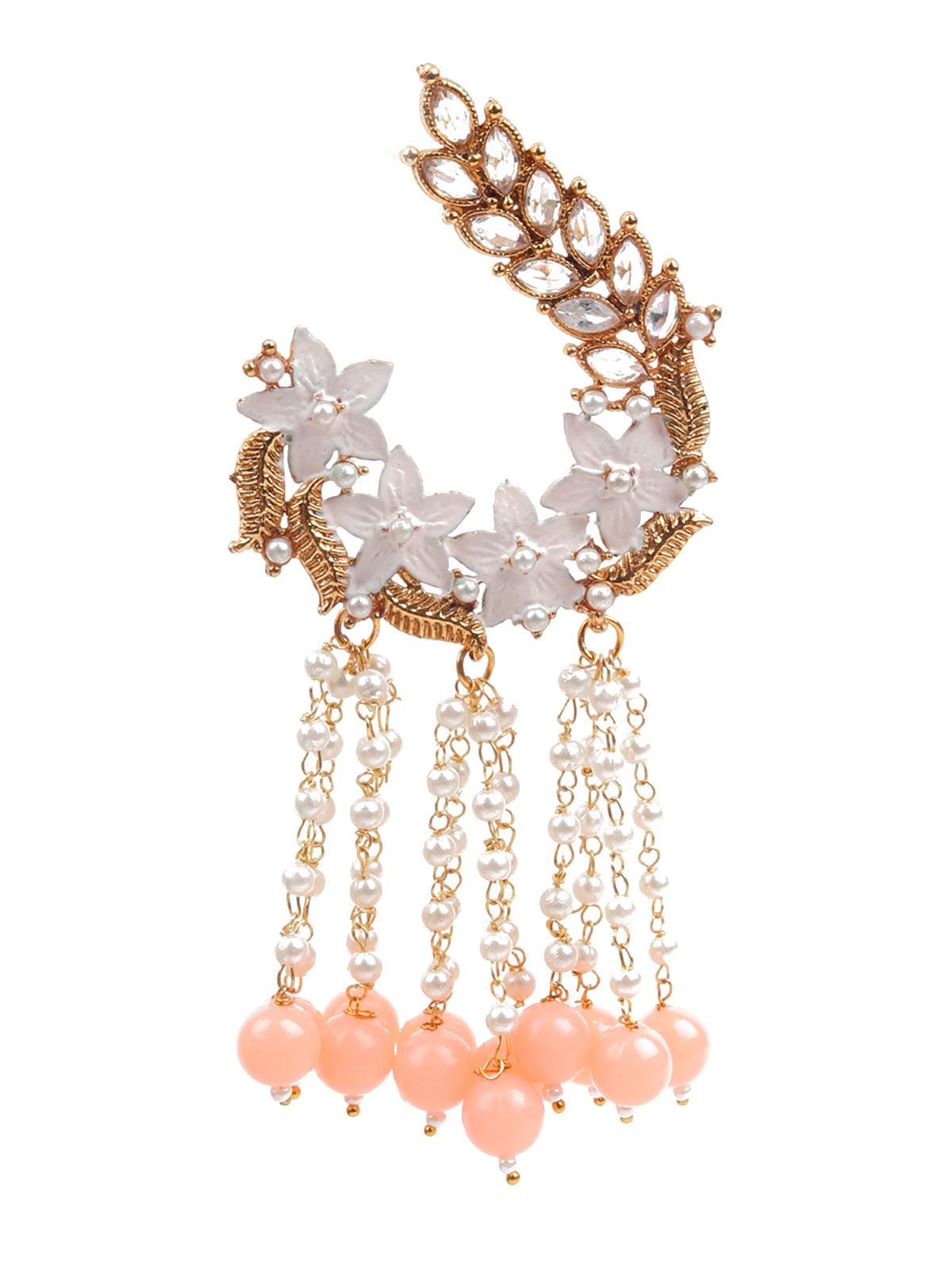 STYLISH PEACH DANGLE EARRINGS - Rajwada