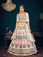 Stylish Pearl White Georgette Lehenga Set - Rajwada