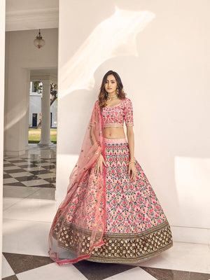 Stylish Pink Art Silk Lehenga Set - Rajwada