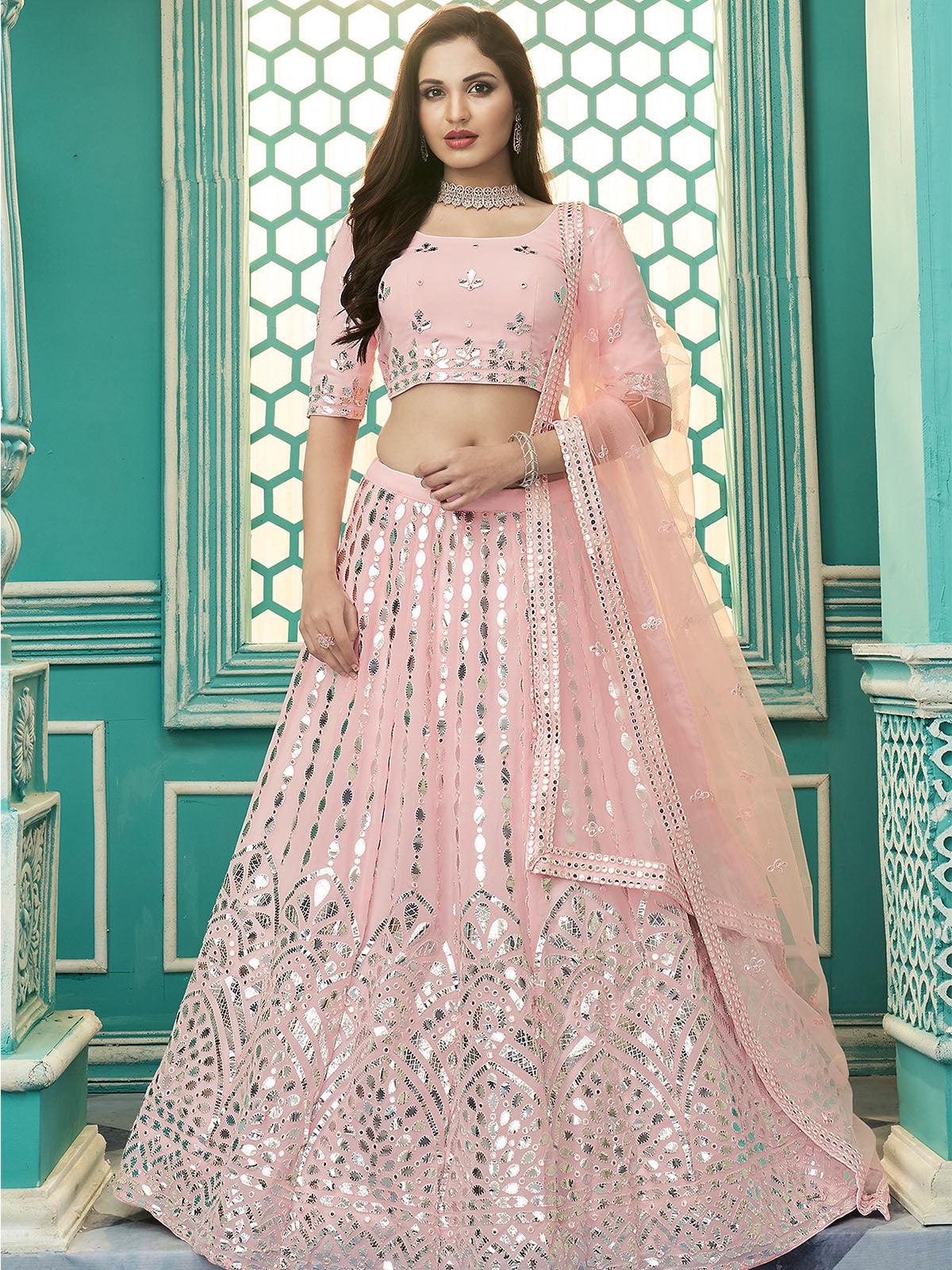 Stylish Pink Georgette Lehenga Set - Rajwada