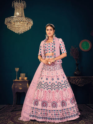 Stylish Pink Georgette Lehenga Set - Rajwada