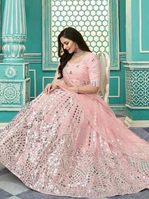 Stylish Pink Georgette Lehenga Set - Rajwada