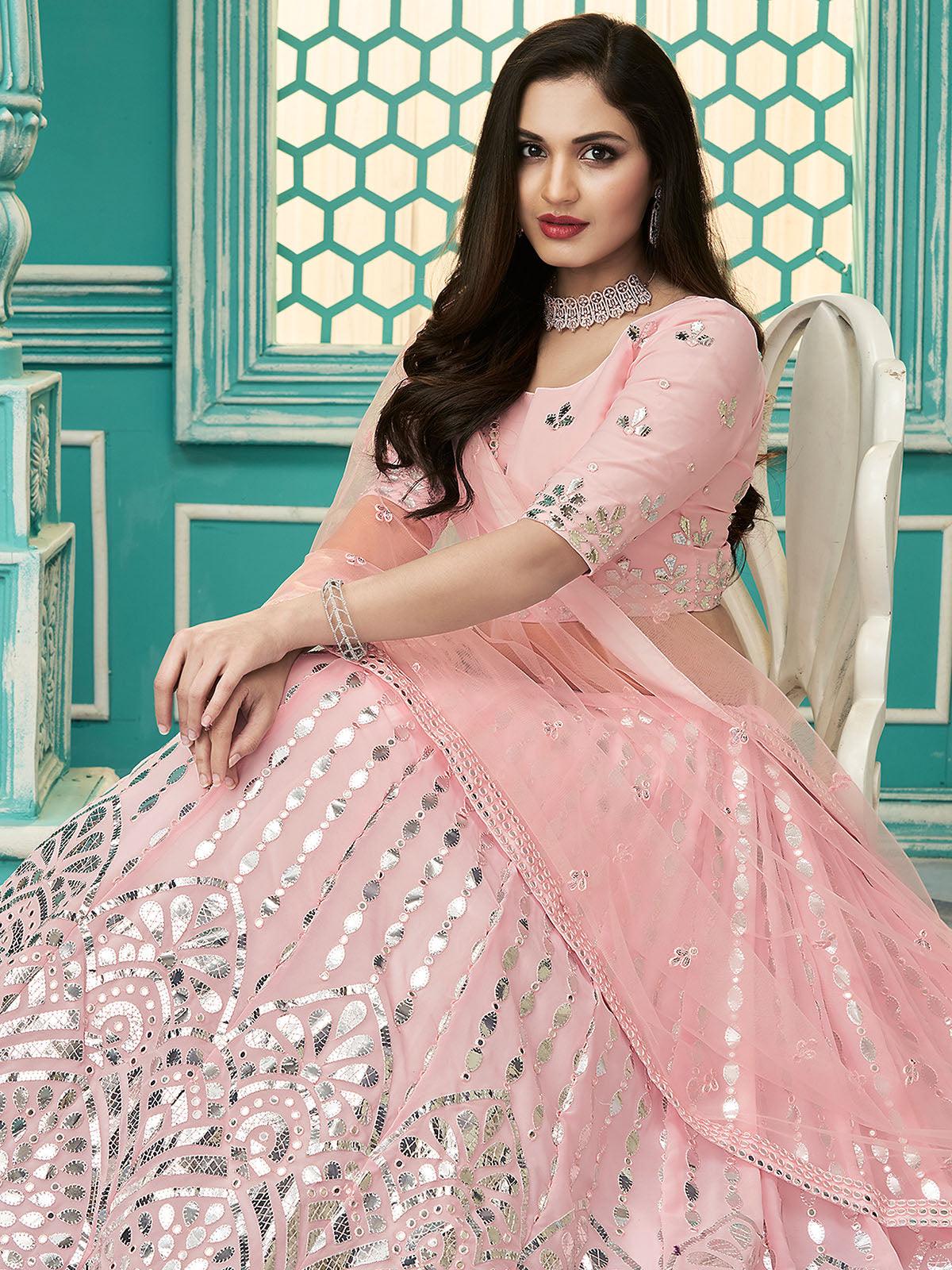 Stylish Pink Georgette Lehenga Set - Rajwada