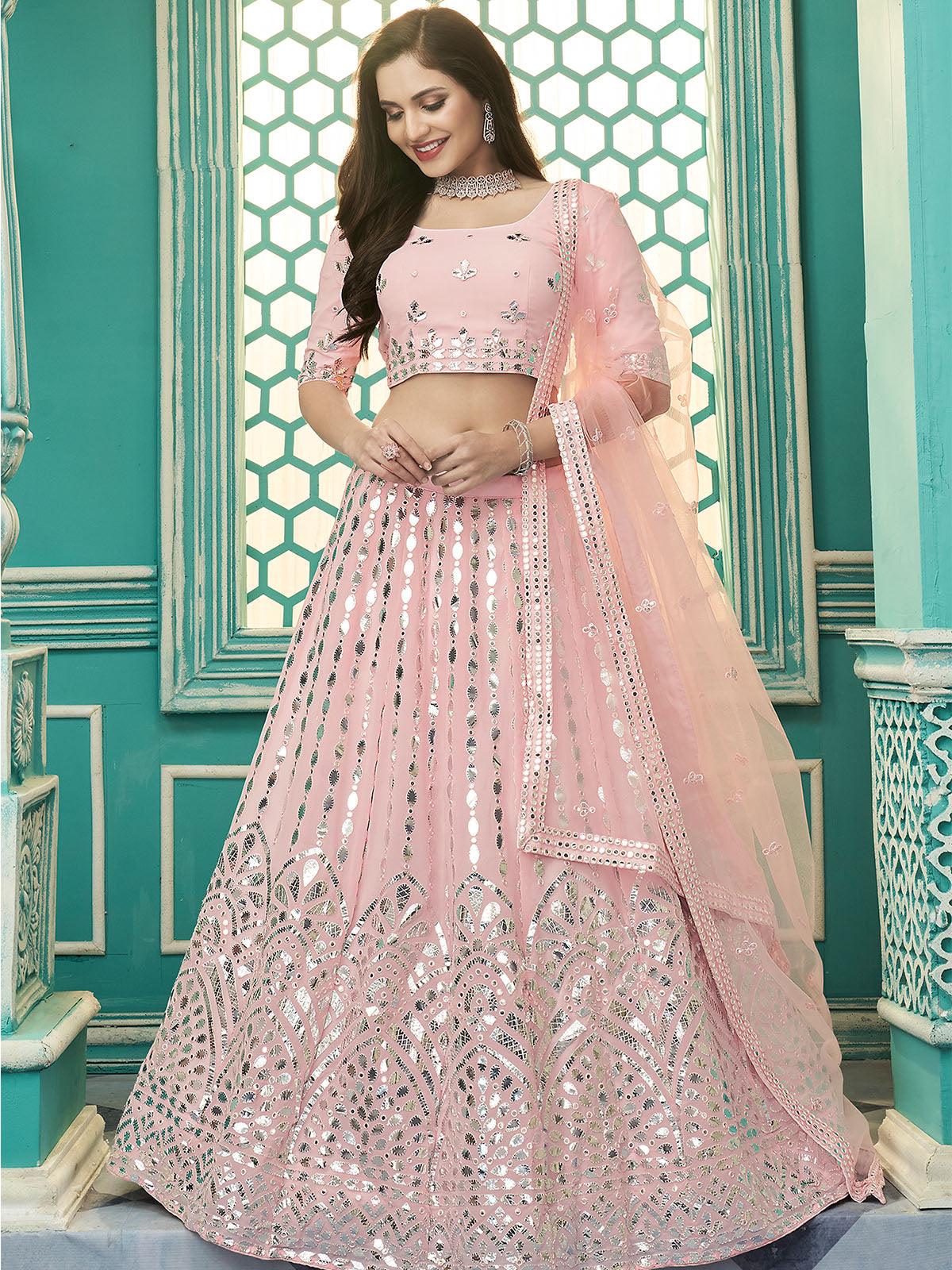 Stylish Pink Georgette Lehenga Set - Rajwada
