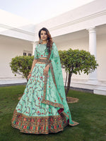 Stylish Pista Green Silk Lehenga Set - Rajwada