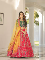 Stylish Red Silk Lehenga Choli Set - Rajwada