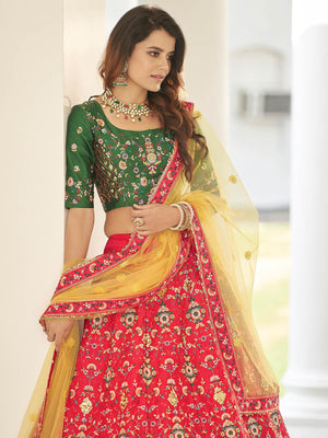Stylish Red Silk Lehenga Choli Set - Rajwada