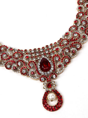 Stylish Red Stone Necklace - Rajwada