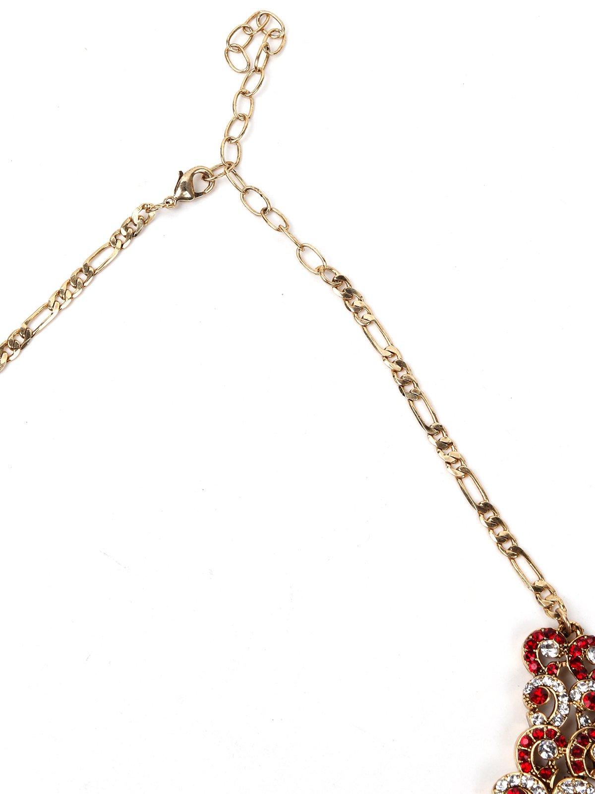 Stylish Red Stone Necklace - Rajwada