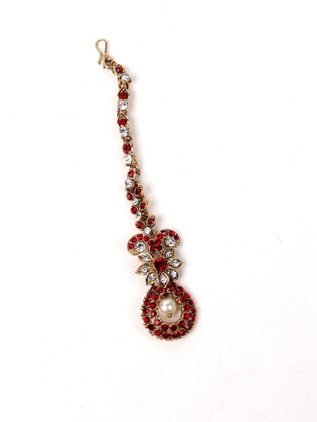 Stylish Red Stone Necklace - Rajwada